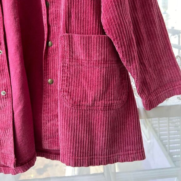 90s Vtg Ezze Wear Oversize Corduroy Field Jacket Chore Coat XL Womens Magenta - Picture 2 of 5